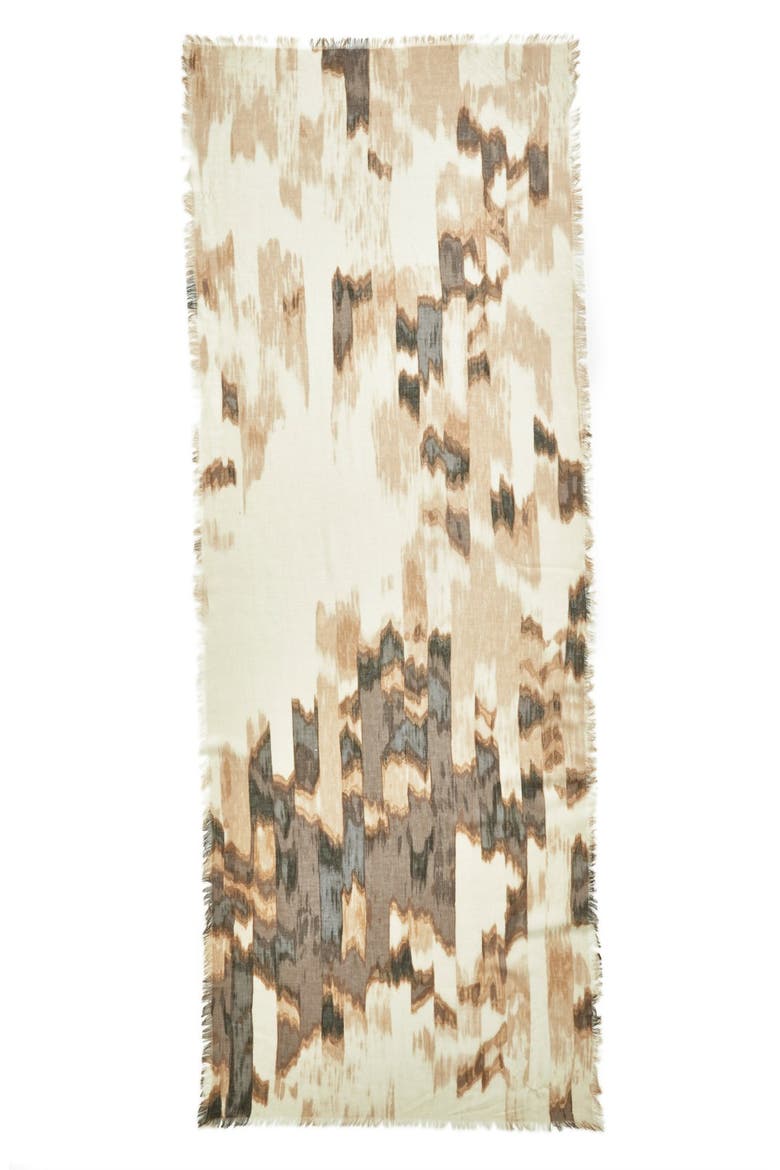 'Cascading Eyelash' Cashmere Silk Blend Scarf, Alternate, color, BLACK/ NEUTRAL