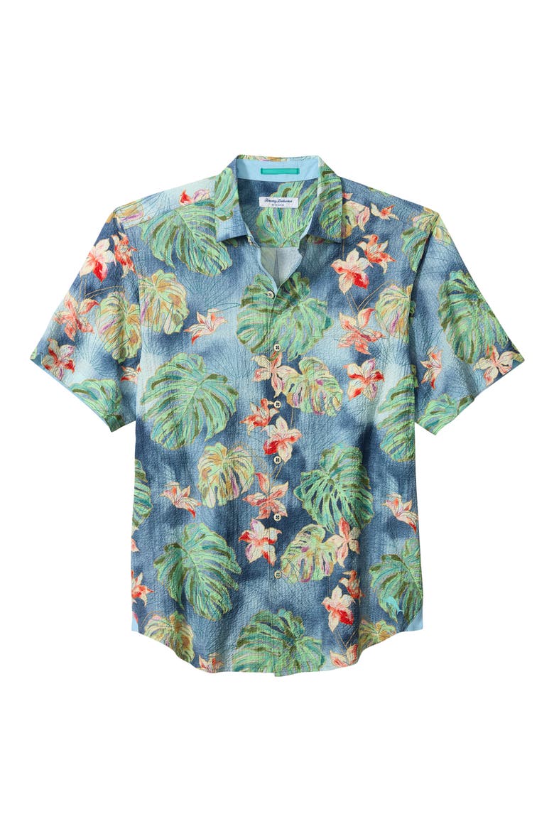 Nova Wave Mira Jungle Floral Short Sleeve Seersucker Button-Up Shirt, Alternate, color, BERING BLUE