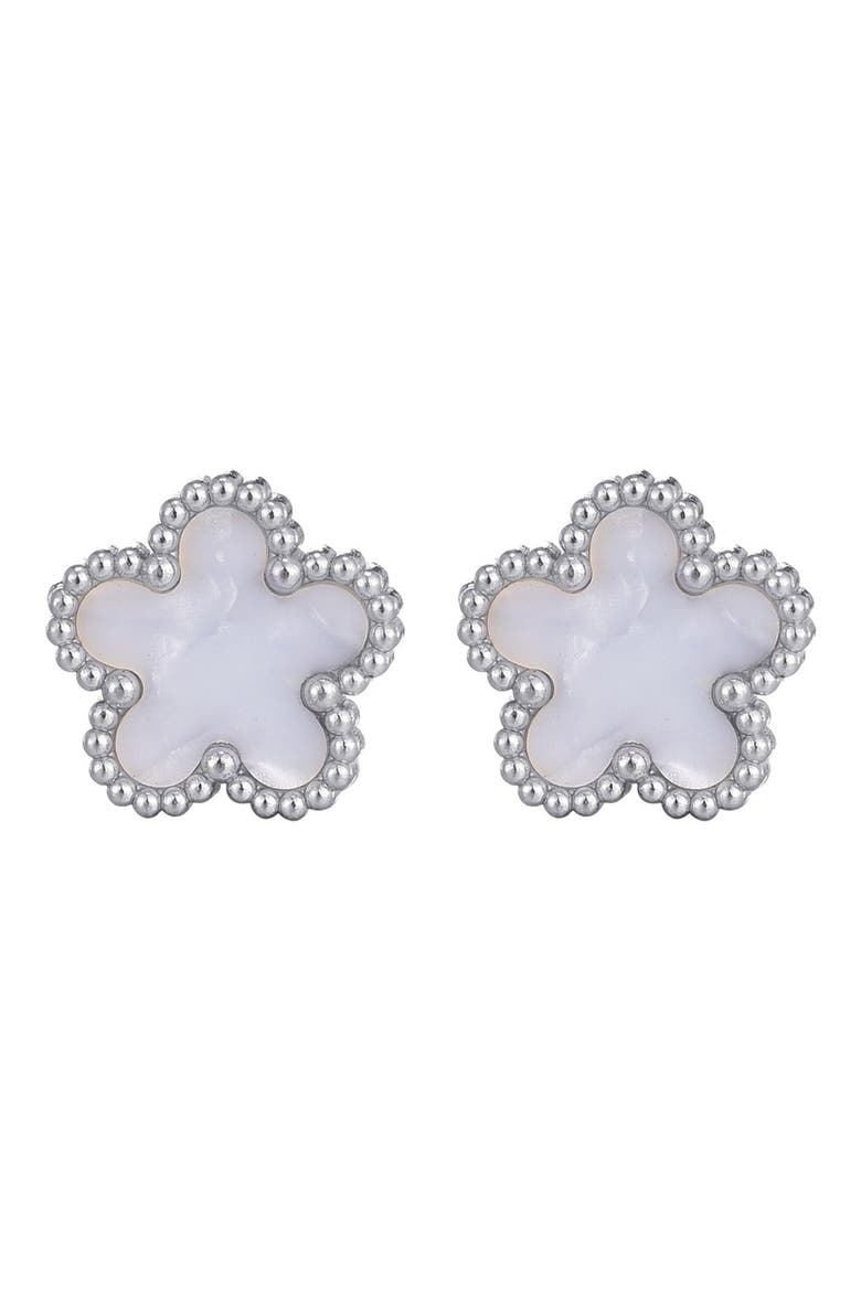 Clover Stud Earrings, Main, color, WHITE