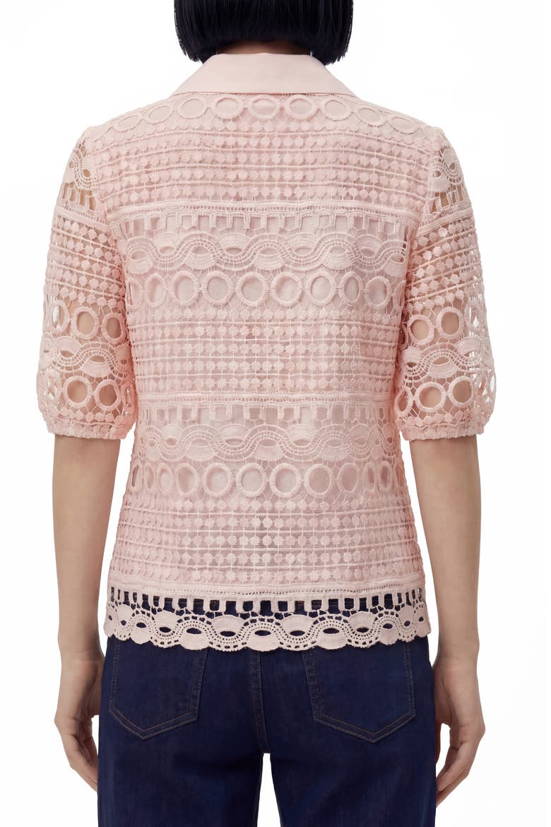 Brianna Lace Puff Sleeve Button-Up Top, Alternate, color, PALE PINK