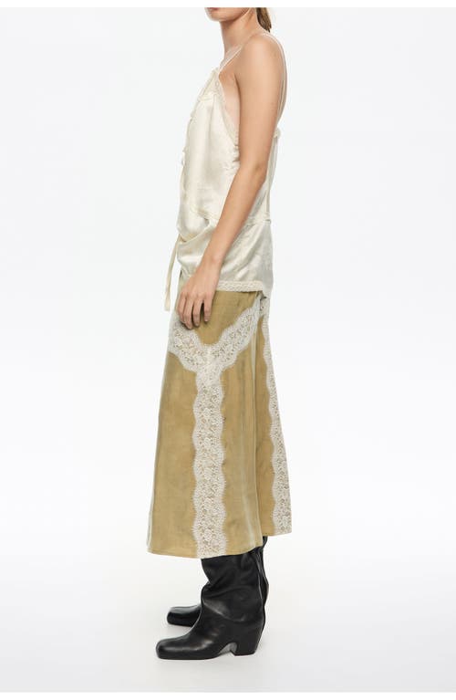 Bimba Y Lola Contrast Lace A-line Skirt In Brown