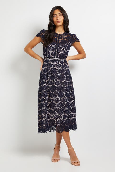 Lace Fit And Flare Midi Dress