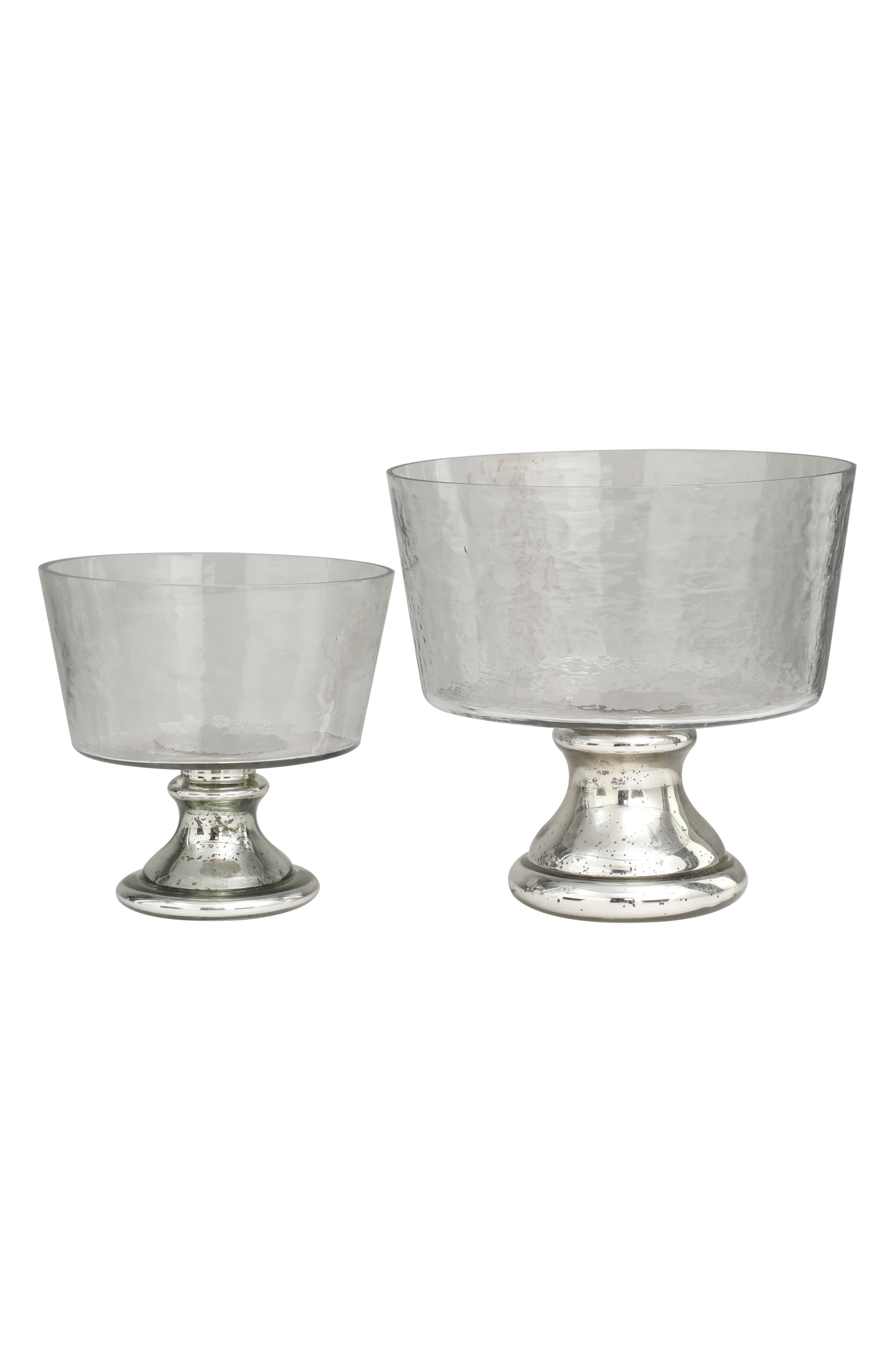 VIVIAN LUNE HOME Set of 2 Silver Glass Decorative Bowls