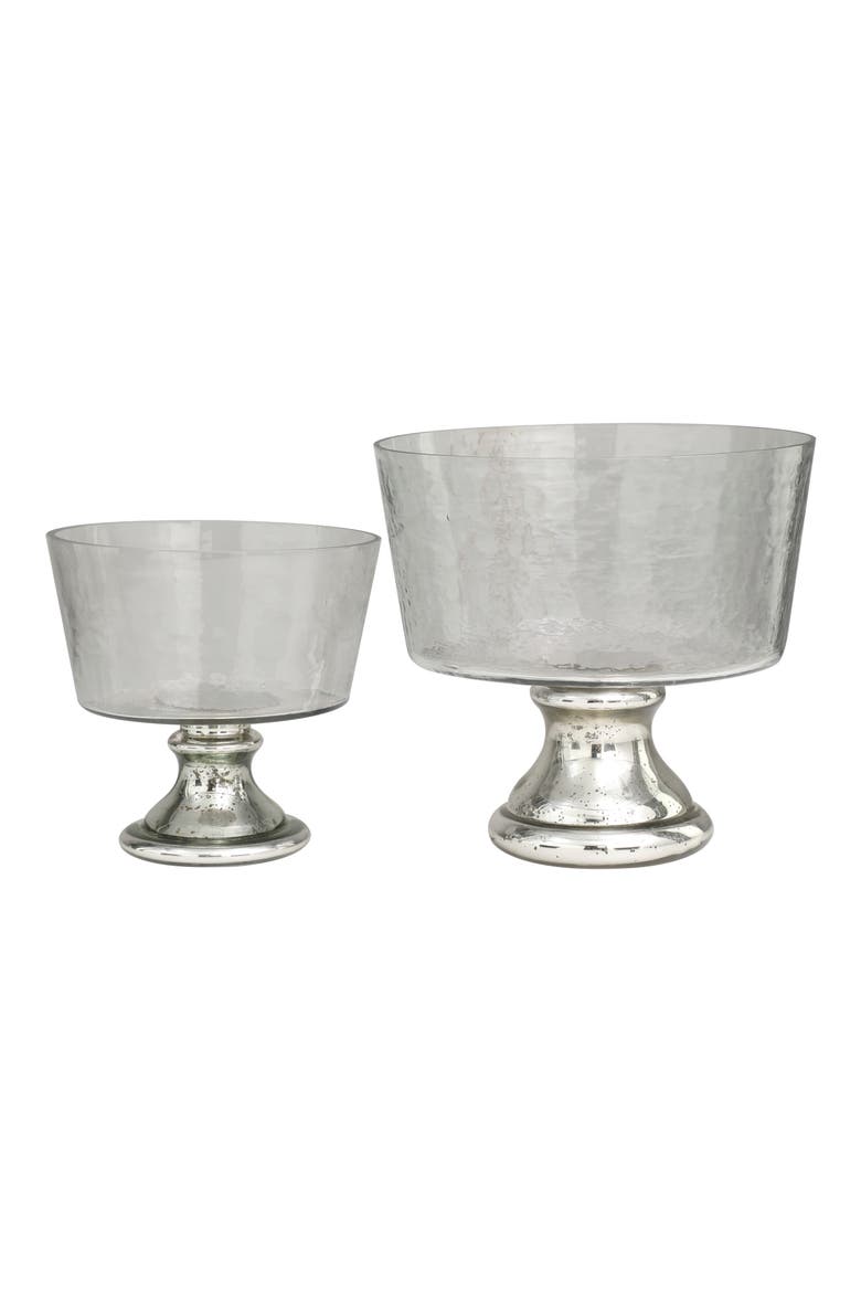 Set of 2 Silver Glass Decorative Bowls, Main, color, SILVER