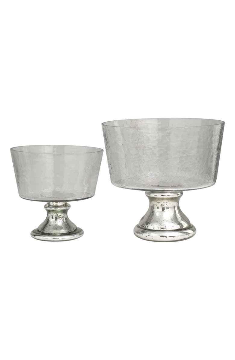 VIVIAN LUNE HOME Set of 2 Silver Glass Decorative Bowls, Main, color, Silver