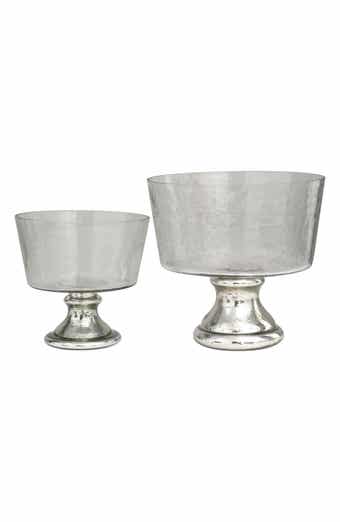 VIVIAN LUNE HOME Set of 2 Silver Glass Decorative Bowls