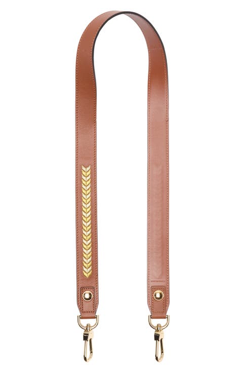Metallic Embroidered Leather Shoulder Strap