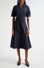 Cinq à Sept Suzie Short Sleeve Denim Midi Dress