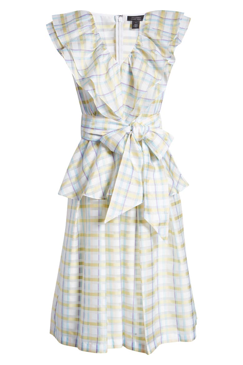 x Atlantic-Pacific Bow Front Plaid Ruffle Dress, Main, color, WHITE MULTI PASTEL PLAID