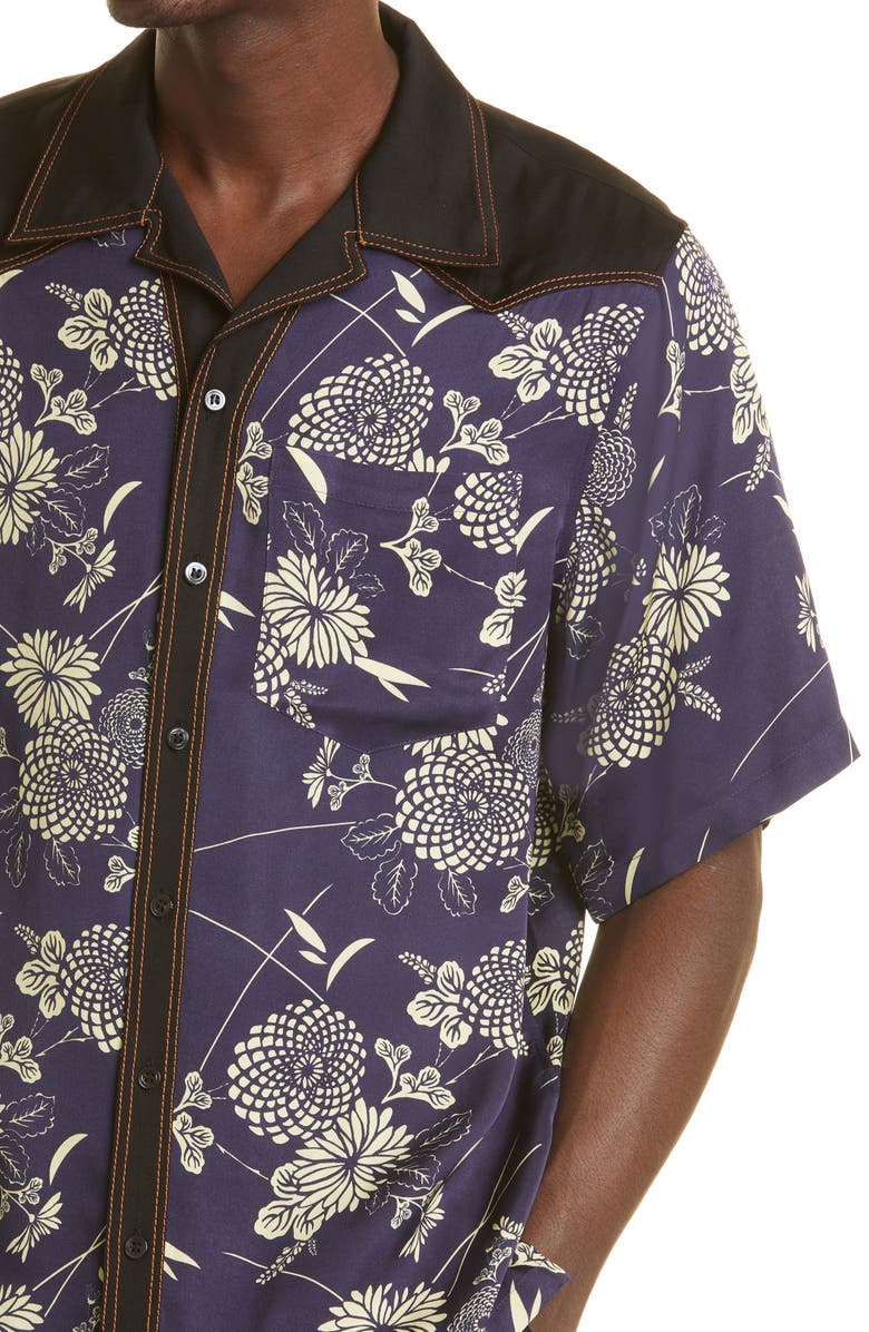 Wales Bonner Highlife Short Sleeve Button-Up Bowling Shirt, Alternate, color,