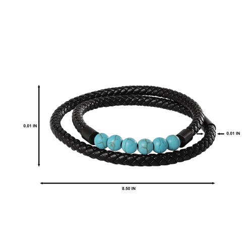 Lucky Brand Leather & Turquoise Beaded Bracelet In Black