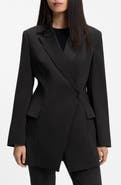 BOSS Jegania Concealed Closure Longline Slim Fit Crepe Blazer