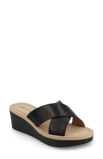 Shop Journee Collection Biara Platform Wedge Sandal In Black