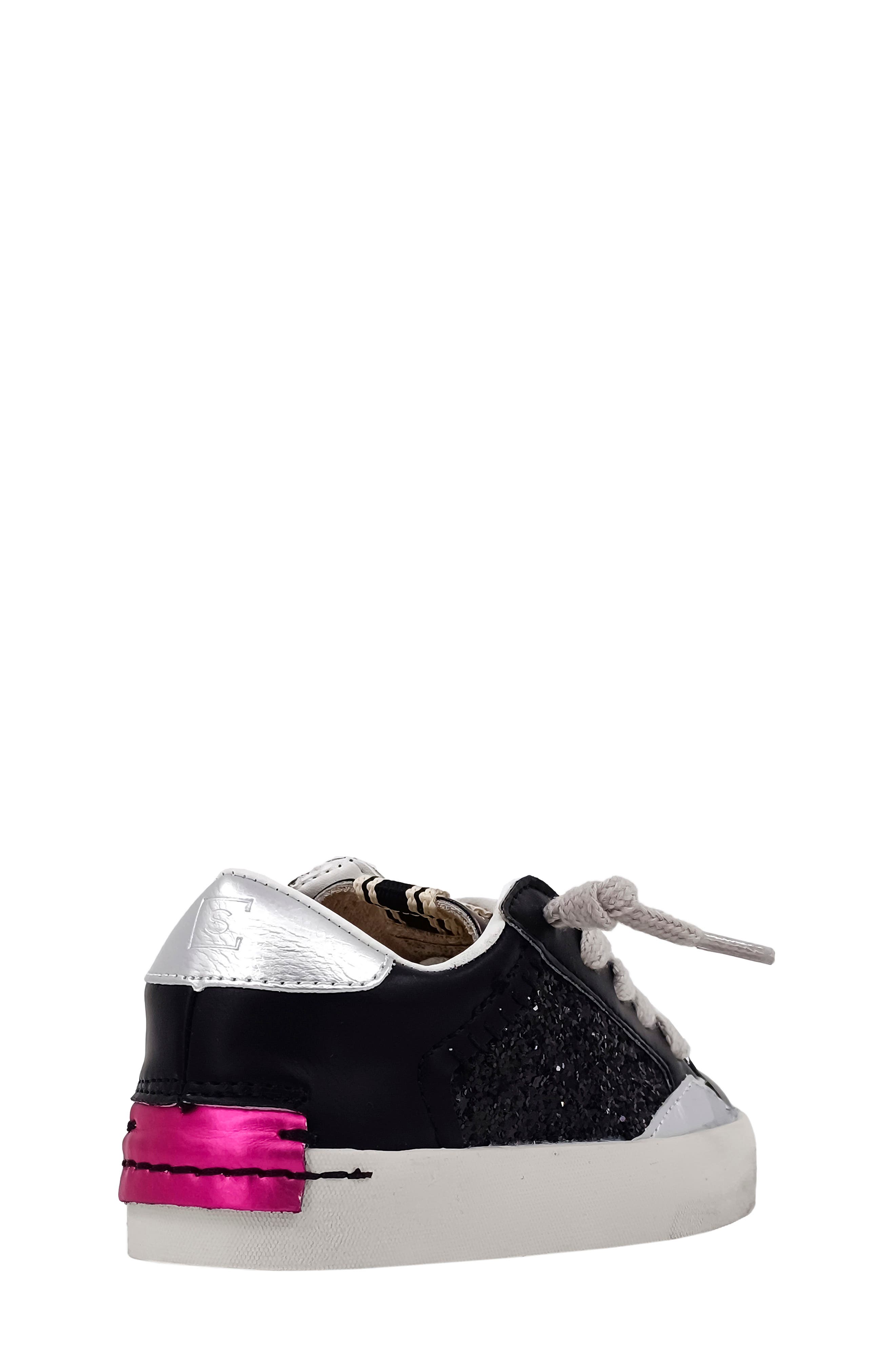 SHUSHOP Kids' Ruby Sneaker, Alternate, color, Black Glitter