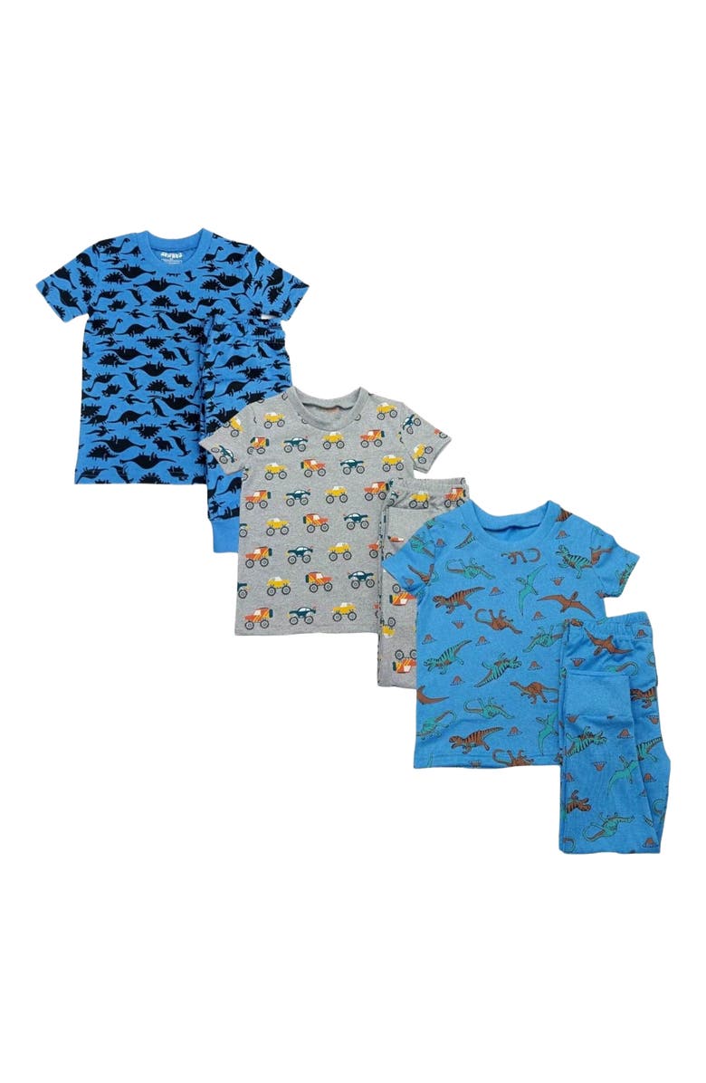 BenBen 3 Pack Boys' Shortsleeve Pajamas, Main, color, Dinosaurs/Dark Dinosaurs/Car