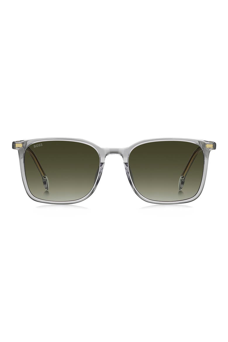 55mm Square Sunglasses, Main, color, GREY/ GREEN SHADED