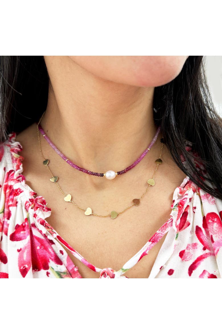 Ruby Ombre Bead Pearl Necklace, Alternate, color, Ruby