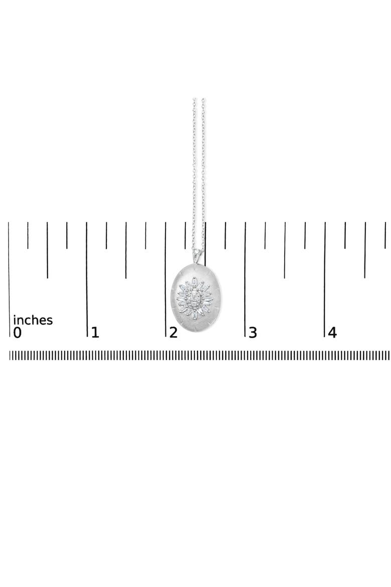 Sterling Silver 3/8 Cttw Diamond Puffed Oval Medallion Pendant Necklace, Alternate, color, Silver