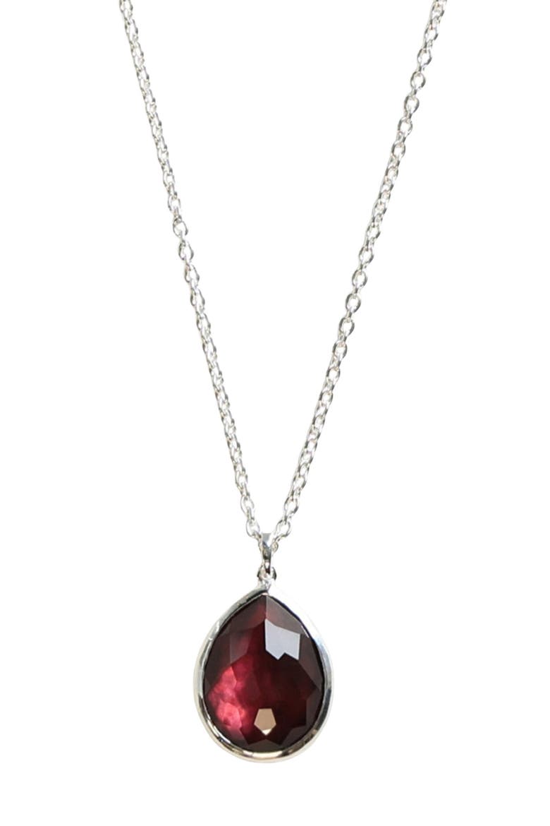 Rock Candy® Mini Teardrop Pendant Necklace, Main, color, ROCK CRYSTAL BLACK SHELL