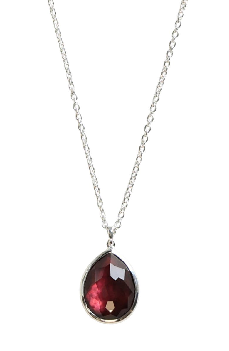 Ippolita Rock Candy<sup>®</sup> Mini Teardrop Pendant Necklace, Main, color, Rock Crystal Black Shell