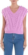 English Factory Pompom Cable Stitch Sweater Vest