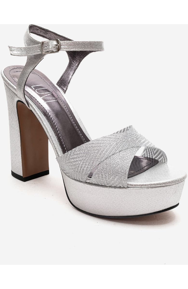 Prologue Shoes Orelion Platform High Heel Sandal, Alternate, color, Silver