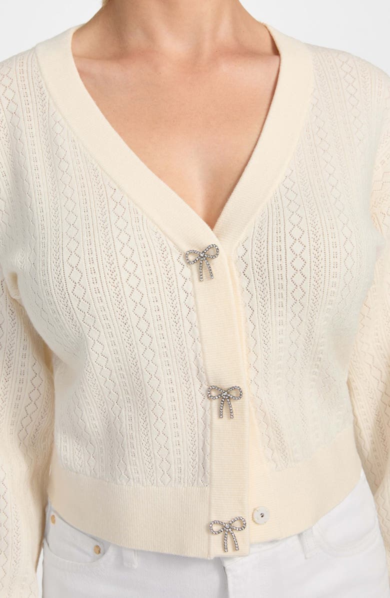 GUESS Lyla Pointelle Crop Cardigan, Alternate, color,