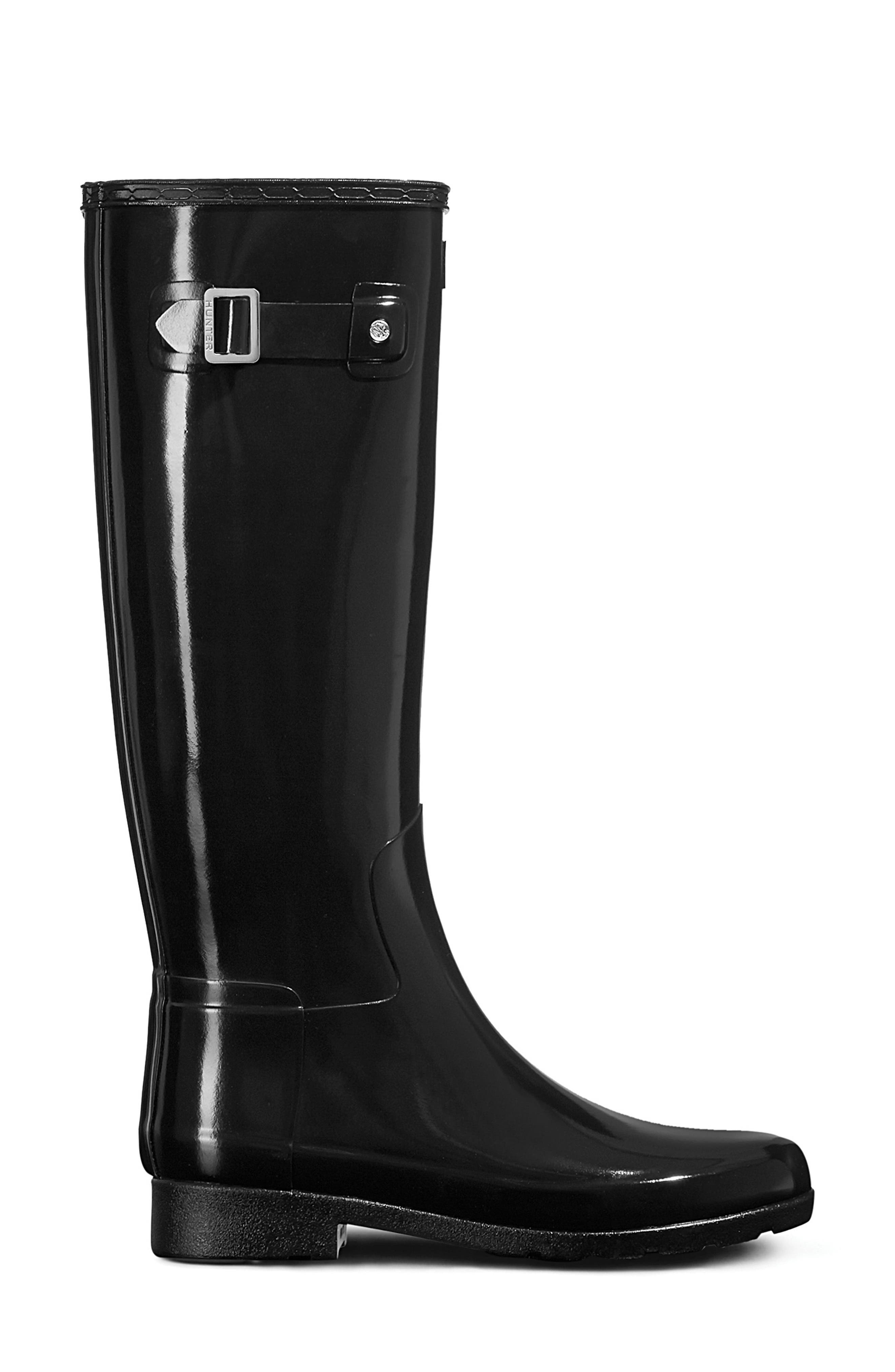 Hunter Original Refined High Gloss Waterproof Rain Boot, Alternate, color, 