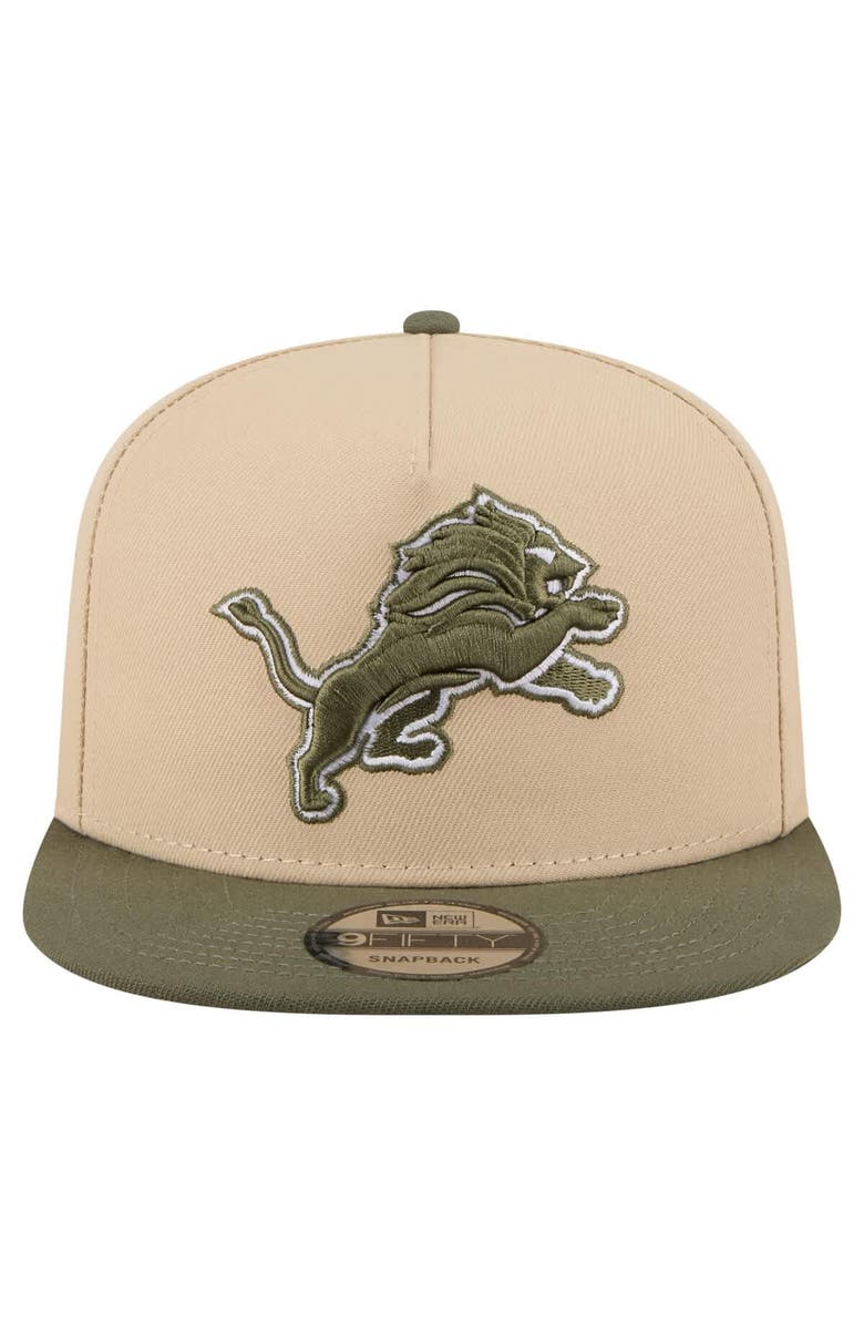 New Era Men's New Era Light Beige/Olive Detroit Lions Color Pack A-Frame 9FIFTY Snapback Hat, Alternate, color, 
