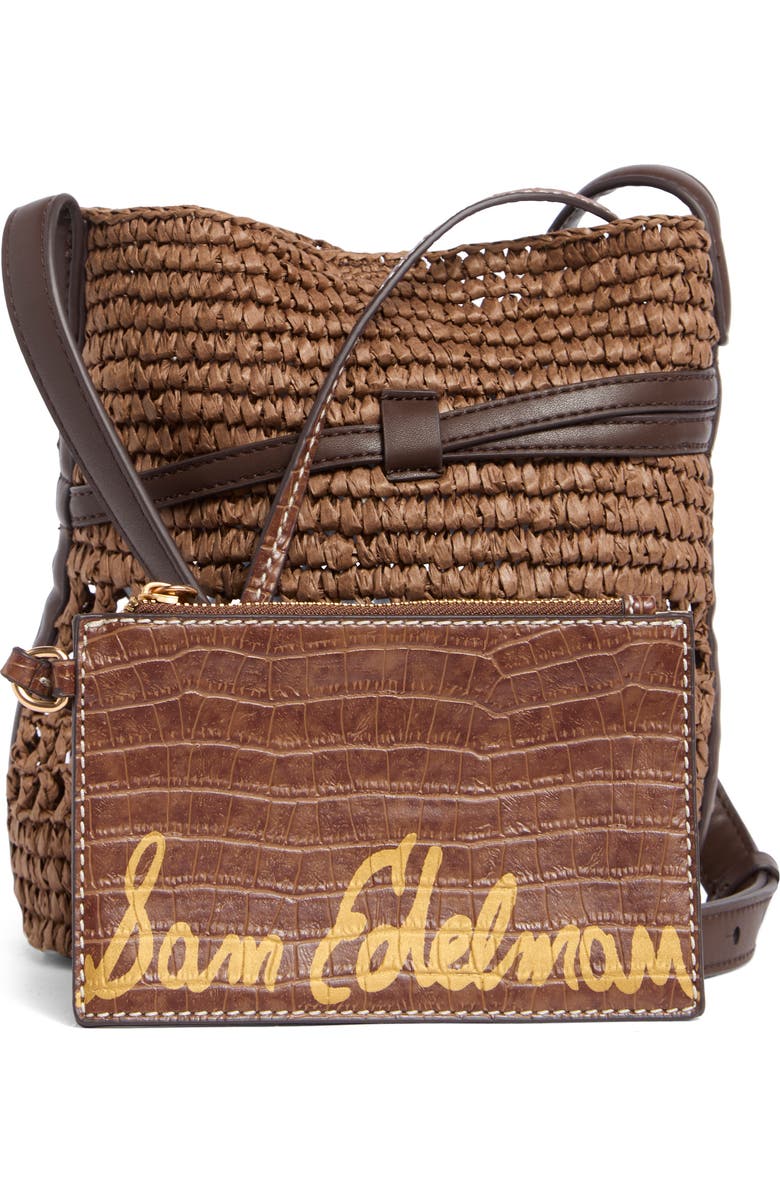 Sam Edelman Bexy Raffia Woven Crossbody Bag, Alternate, color, Brown