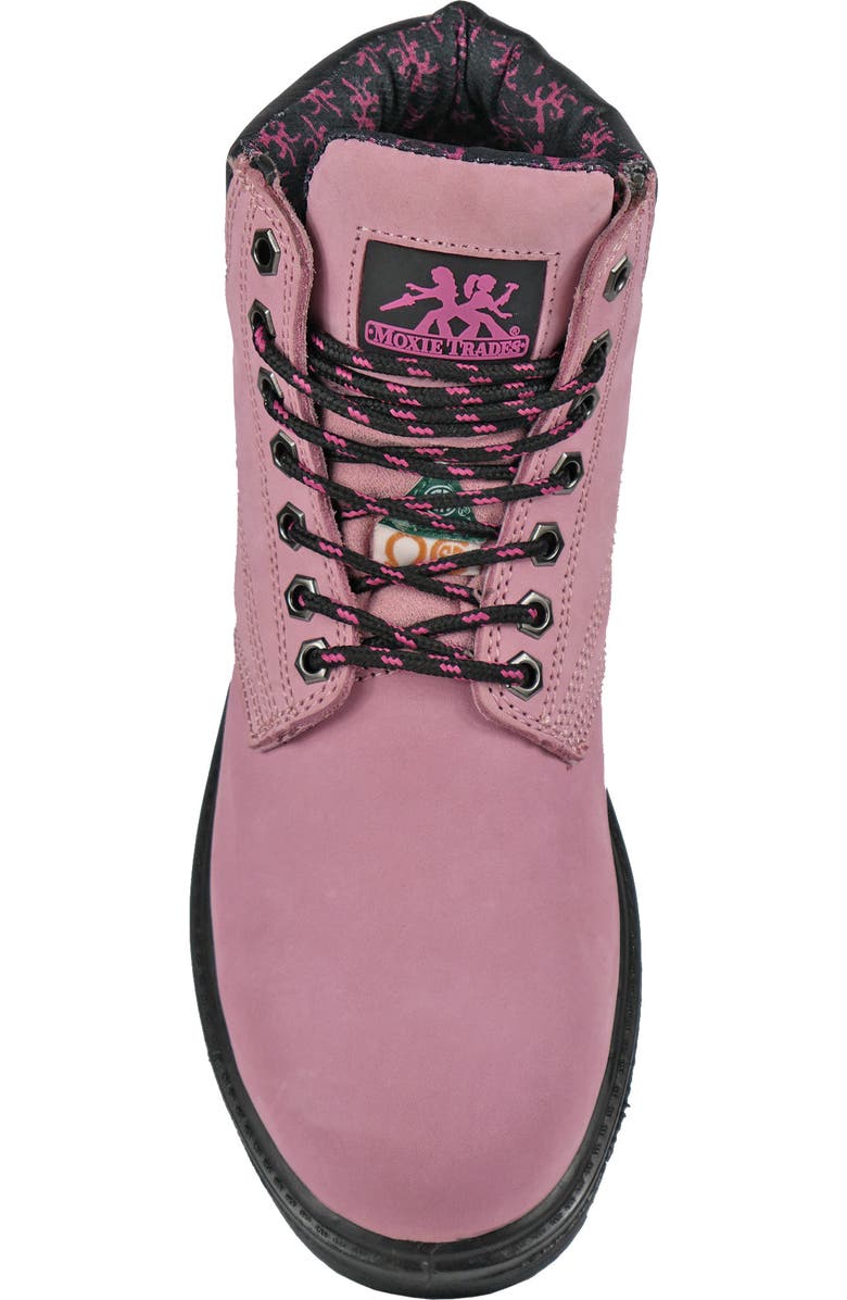 Moxie Trades Moxie Alice 6" Pink Steel Toe Work Boot, Alternate, color, Pink