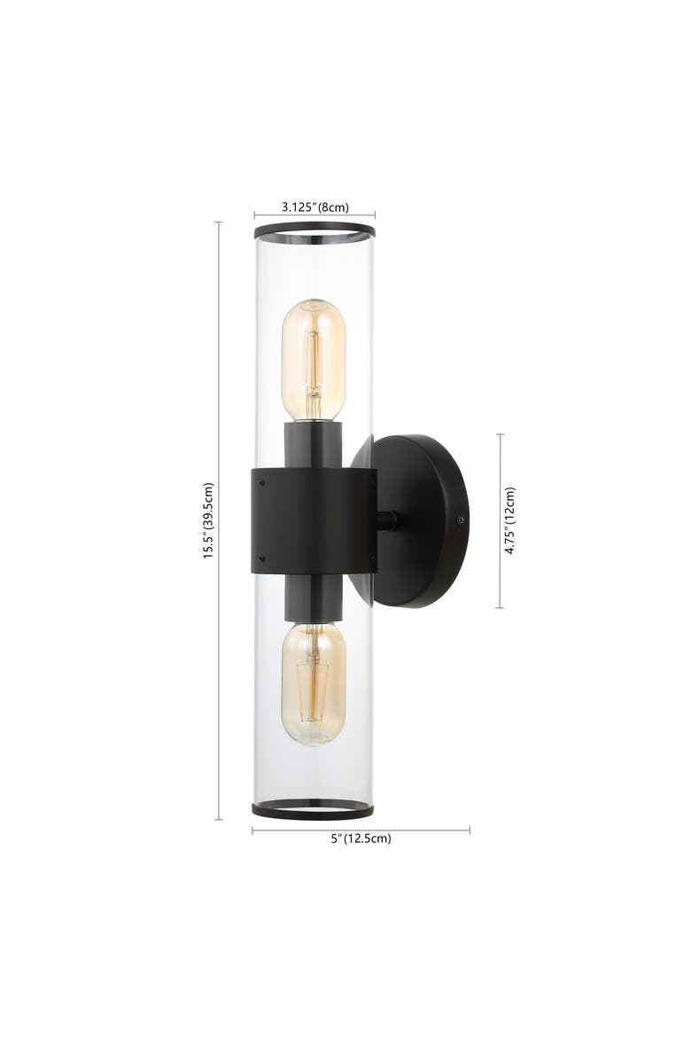 Quinn 2-Light Mid-Century Modern Iron/Acrylic LED Sconce, Alternate, color, Oil Rubbed Bronze/Clear