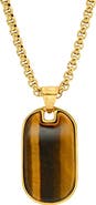 STEELTIME Men's Tiger's Eye Dog Tag Pendant Necklace