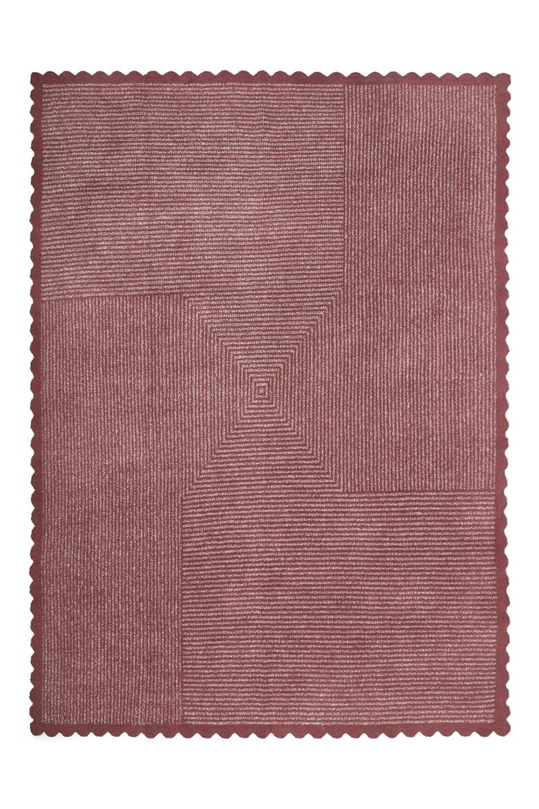 CozyChic Scallop Stripe Throw Blanket, Main, color, CANYON ROSE-CREAM