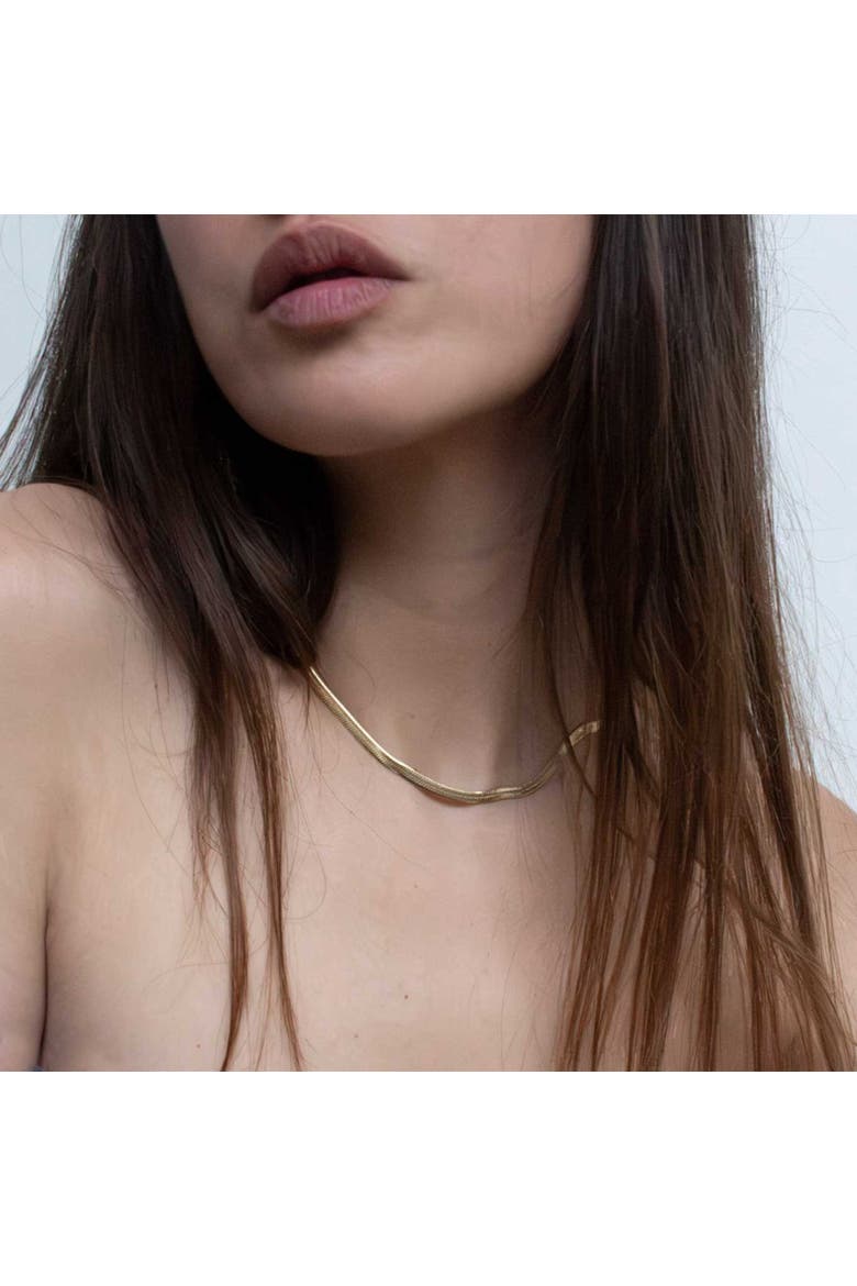 Gold Herringbone Chain Necklace, Alternate, color, Gold