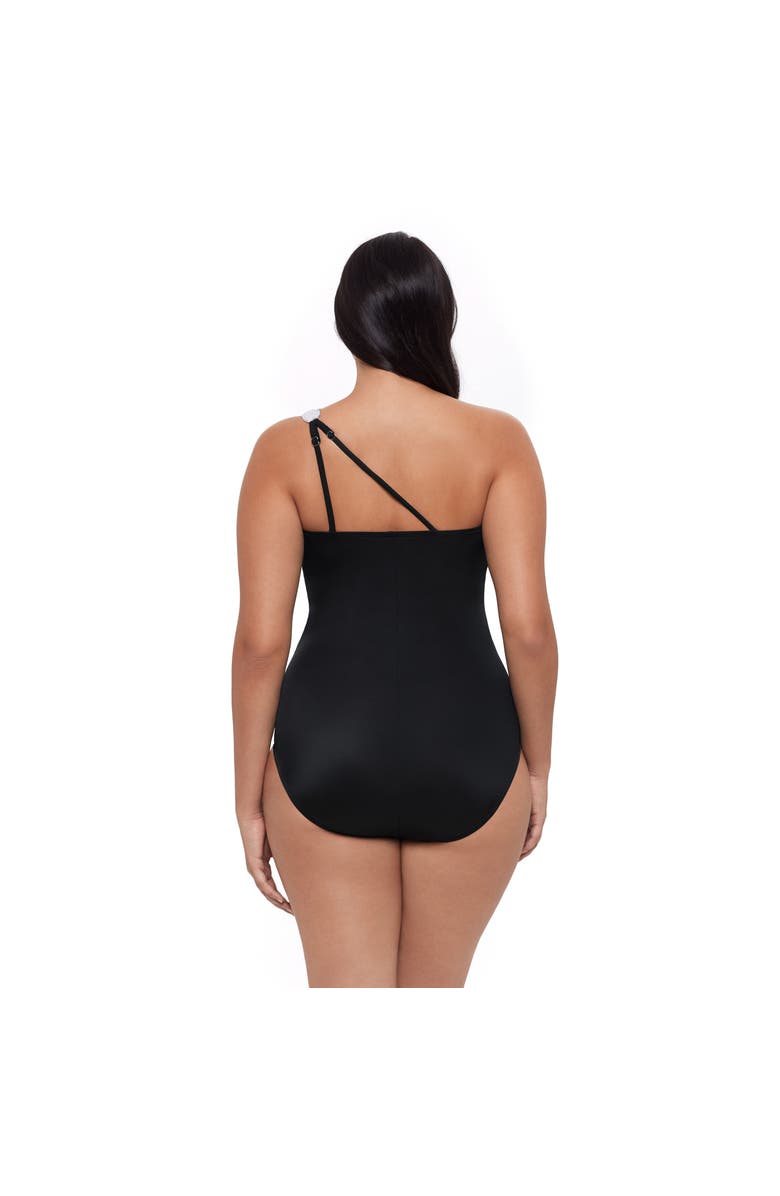 Trimshaper Heather One Shoulder One-Piece Control Swimsuit, Alternate, color, Black And White