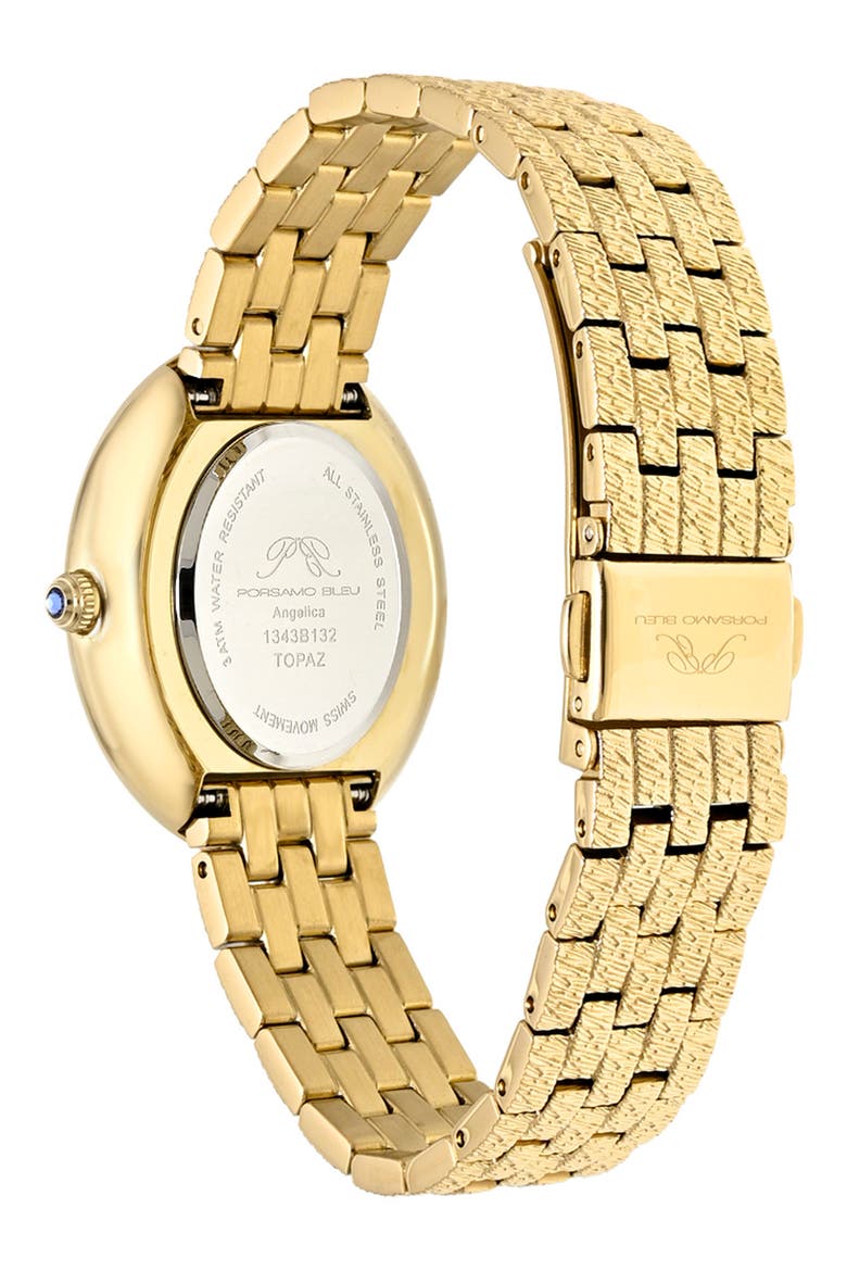 Women's Porsamo Bleu Angelica Oval Sunray Dial Stainless Steel Watch, Alternate, color, GOLD/ WHITE