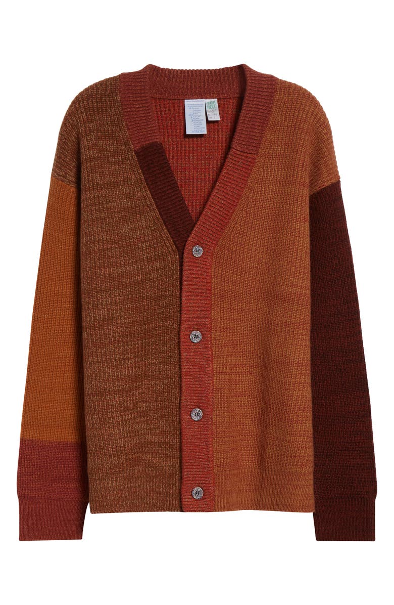 Waste Yarn Project Patti Colorblock Wool Blend Cardigan, Alternate, color, Tonal Brown
