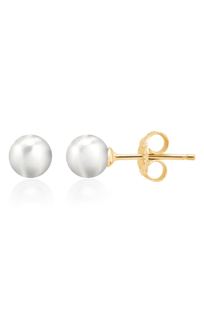 Crislu Cultured Pearl Stud Earrings, Main, color, 18Kyg/ Clear Stone