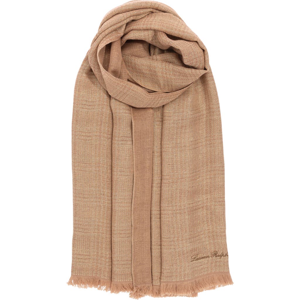 Lauren Ralplh Lauren Double Face Shine Plaid Wrap In Brown