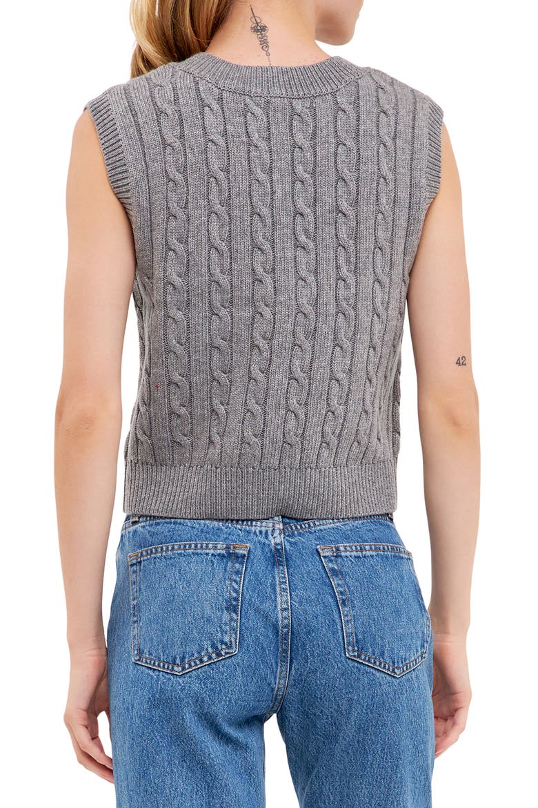Cable Sweater Vest, Alternate, color, GREY