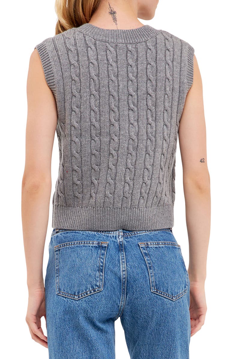 English Factory Cable Sweater Vest, Alternate, color, 