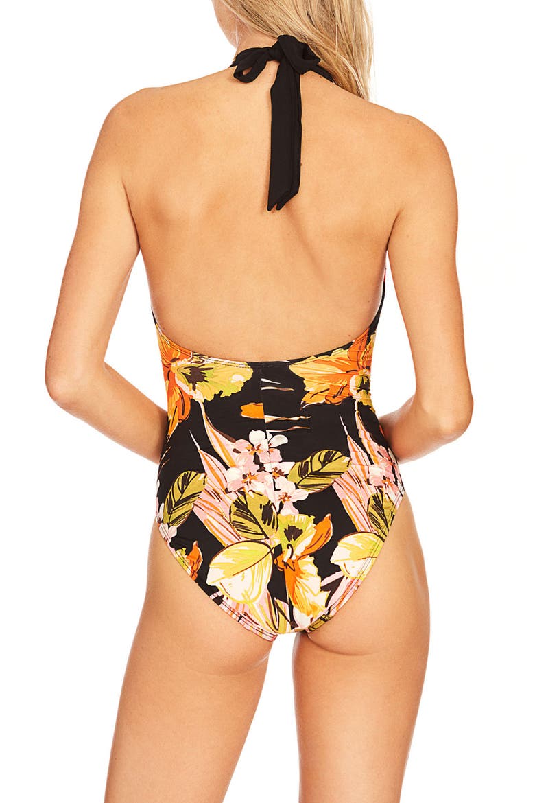 Mila Halter One-Piece Swimsuit, Alternate, color, NIGHT BLOOM