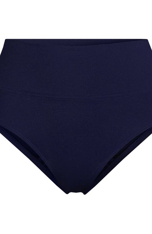 Lands' End Plus Size Pinchless High Waisted Bikini Bottoms In Deep Sea Navy