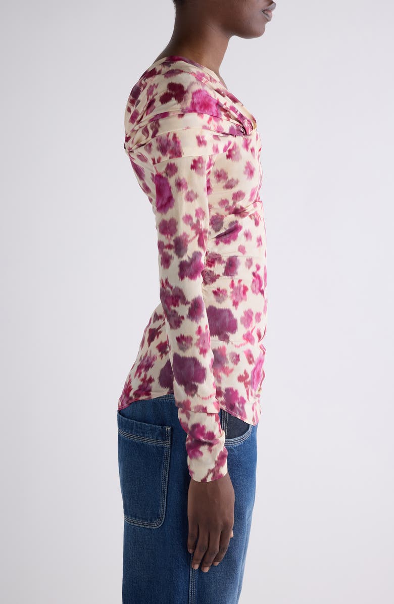 Isabel Marant Danka Long Sleeve Stretch Silk Top, Alternate, color, Pink