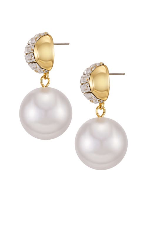 Vince Camuto Pearl Drop Earrings With Baguette Accents In White