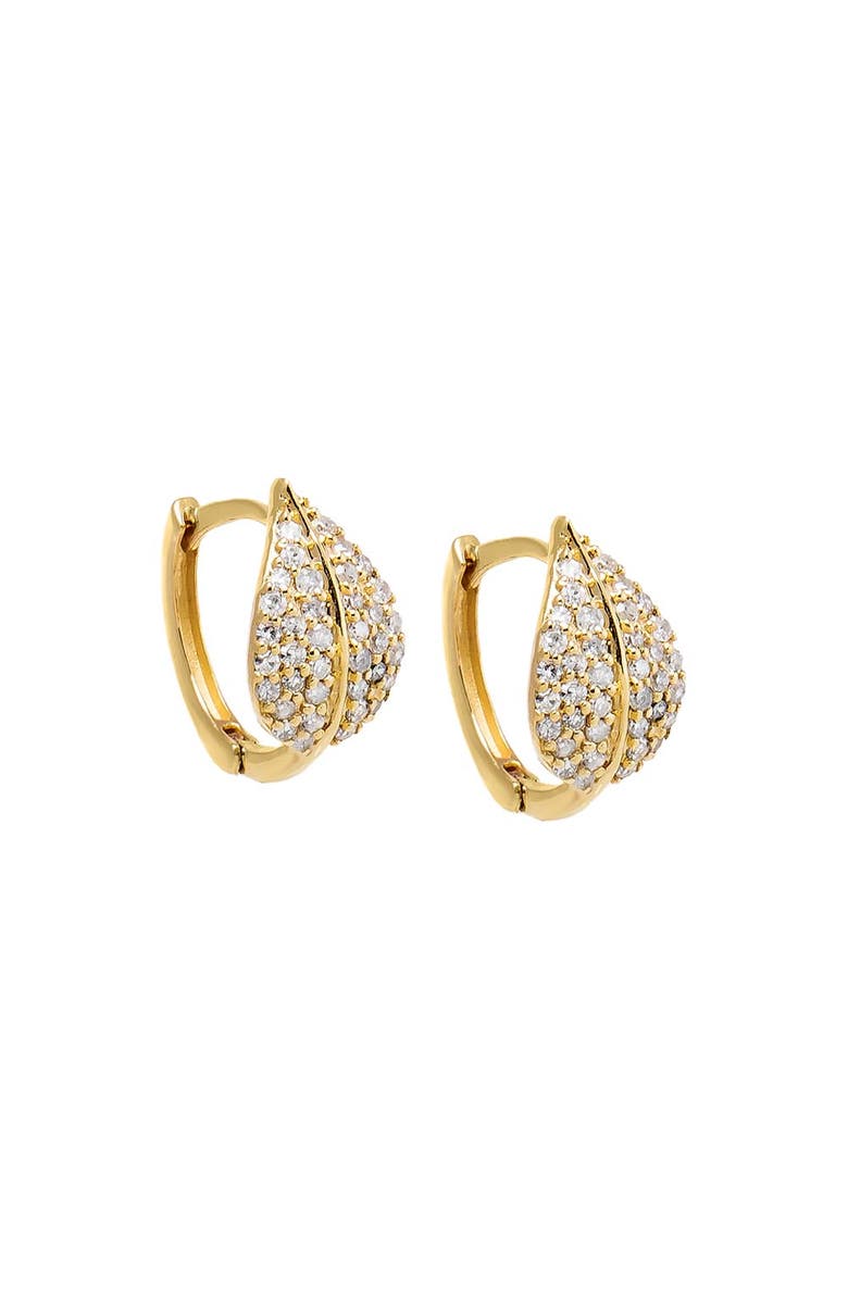 BY ADINA EDEN Diamond Pave Leaf Huggie Earring 14K, Main, color, 