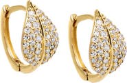 BY ADINA EDEN Diamond Pave Leaf Huggie Earring 14K
