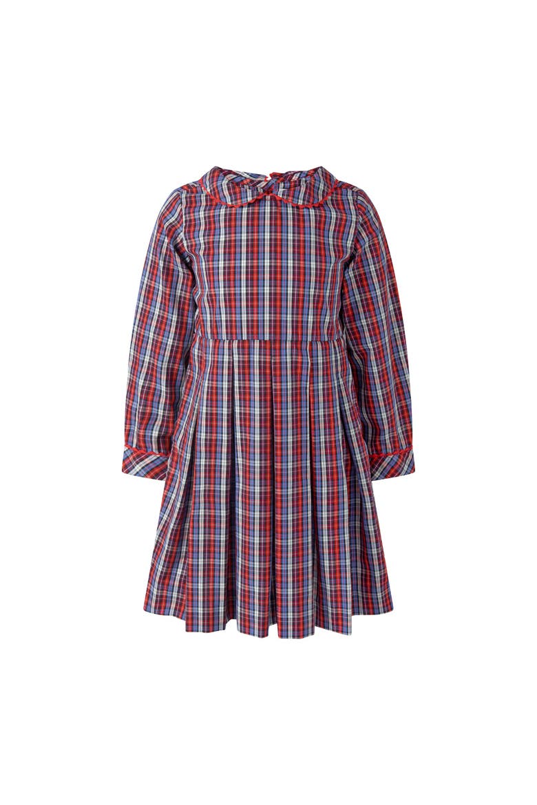 Check Pleated Dress, Main, color, Red