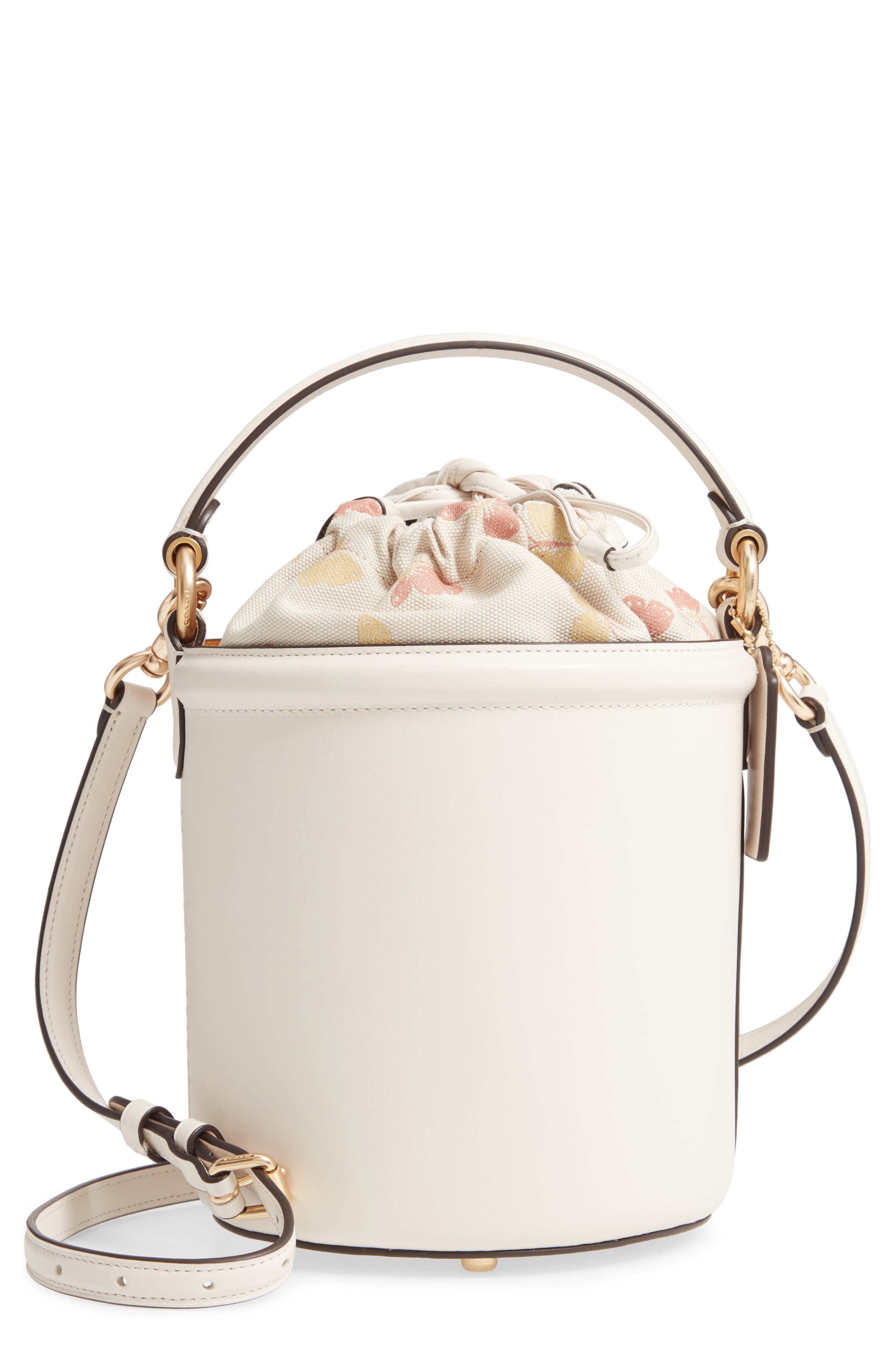COACH Leather Drawstring Bucket Bag, Main, color, 